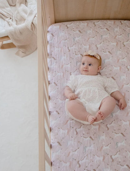 Bambella Waterproof Fitted Cot Sheet - Unicorn Fairy Floss