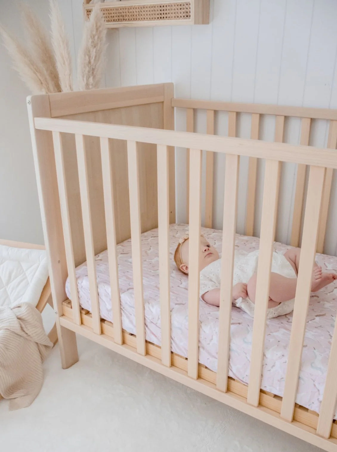 Bambella Waterproof Fitted Cot Sheet - Unicorn Fairy Floss