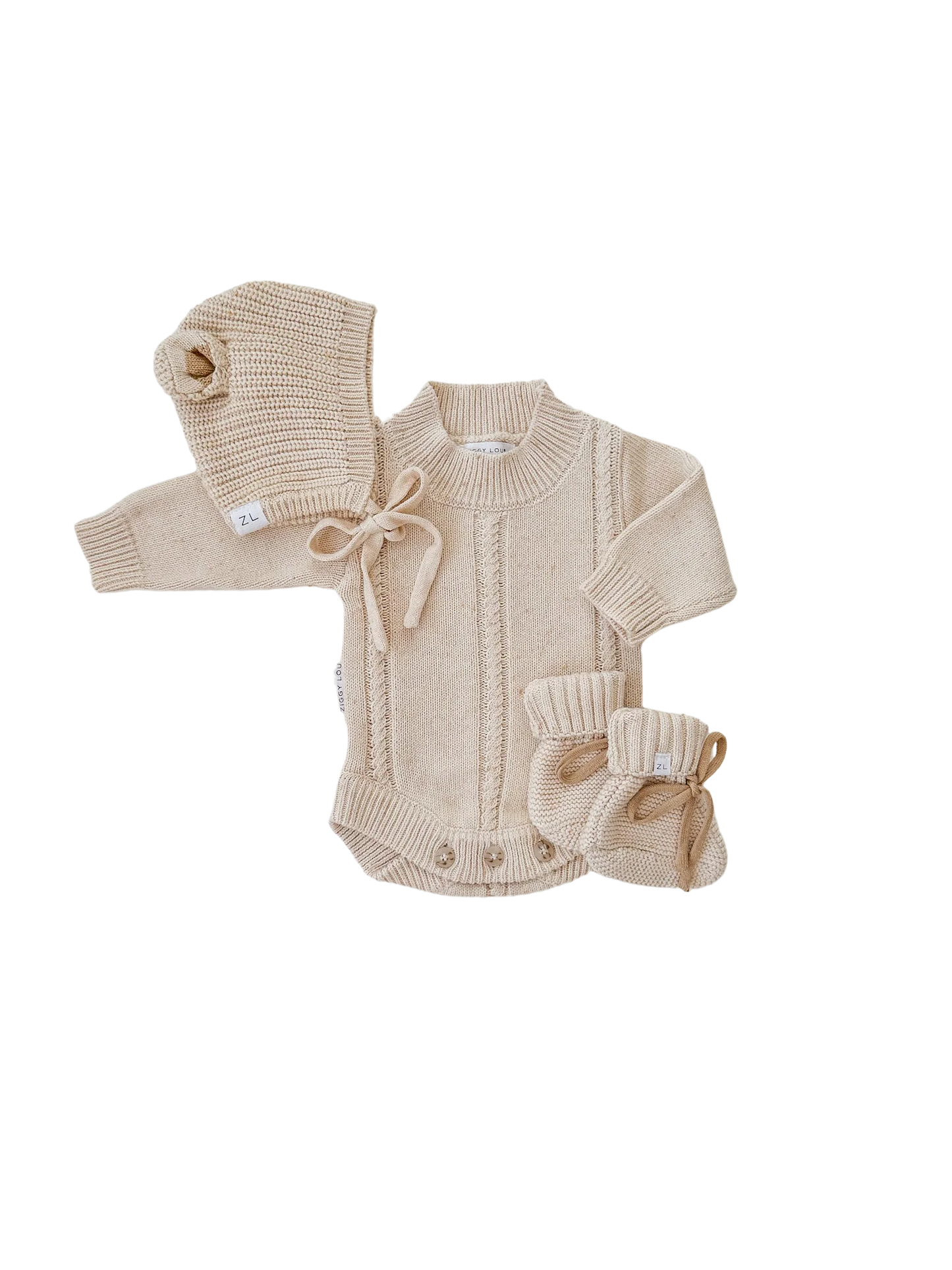 ZIGGY LOU KNIT HEIRLOOM ROMPER | BISCOTTI FLECK