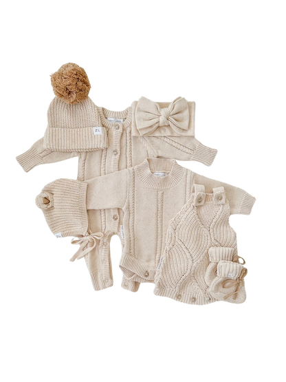 ZIGGY LOU KNIT HEIRLOOM ROMPER | BISCOTTI FLECK