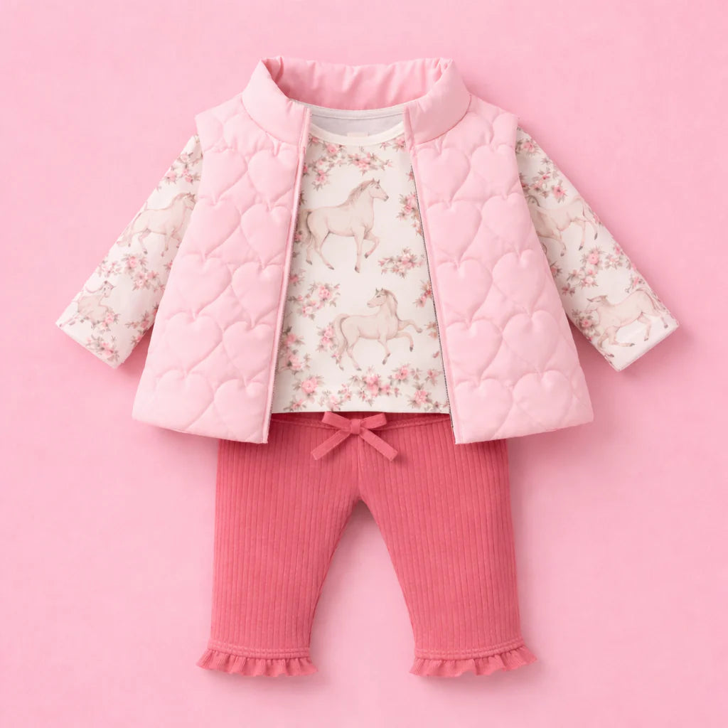 CONFETTI KIDZ QUILTED PUFFER VEST | PINK HEARTS