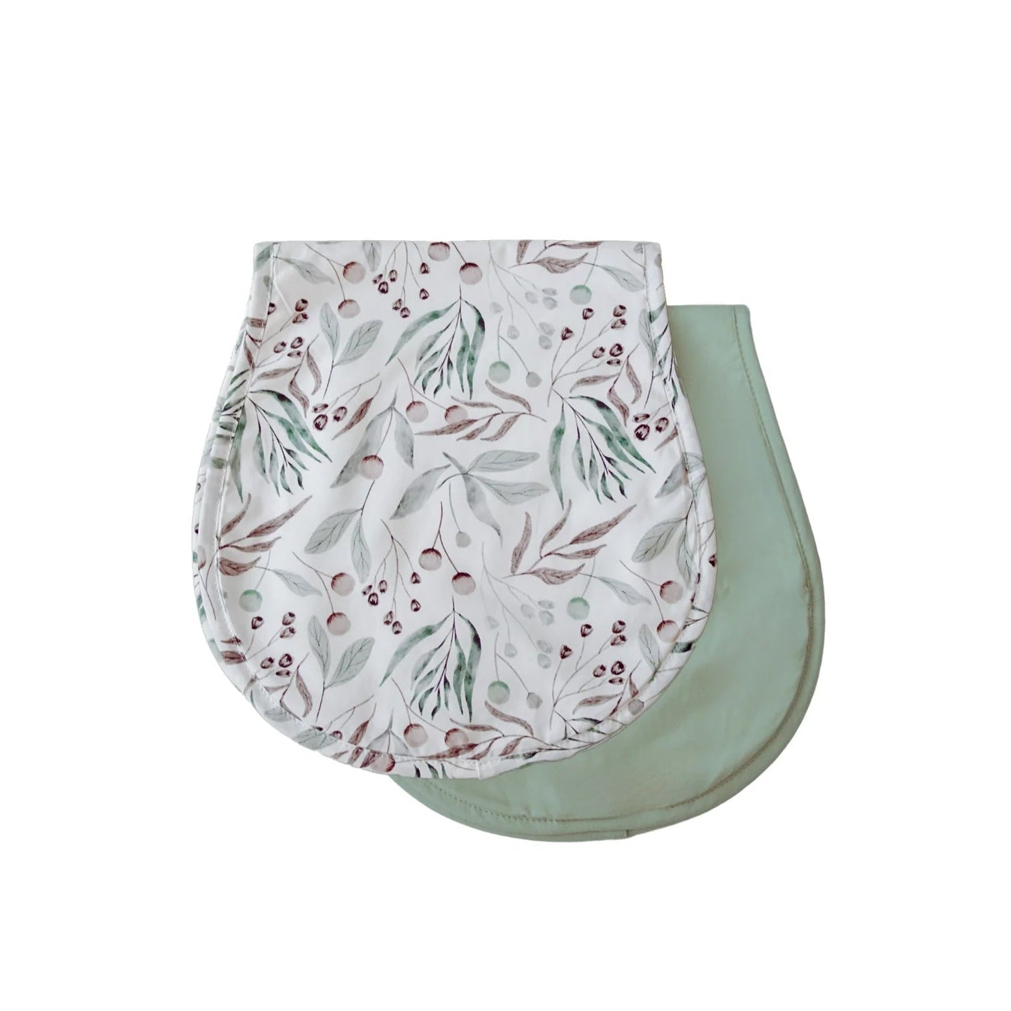 Floral-patterned baby bib on a plain background