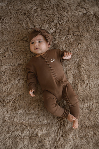 CINNAMON BABY GROWSUIT - CHOCOLATE