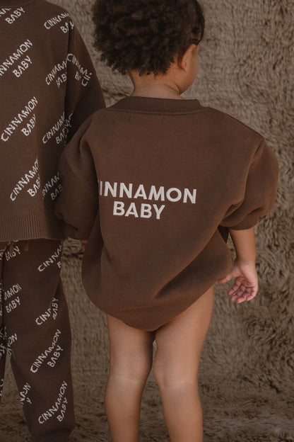 CINNAMON BABY LOGO ROMPER - CHOCOLATE