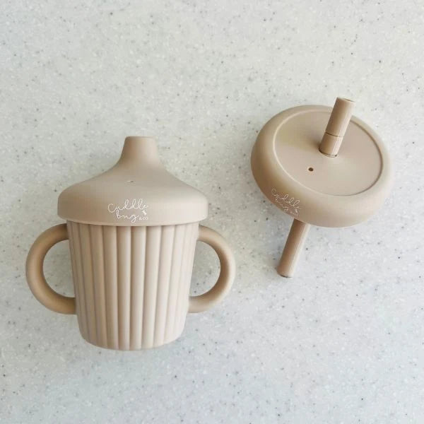 CUDDLEBUG & CO | STAINLESS STEEL SIPPY CUP | ALMOND