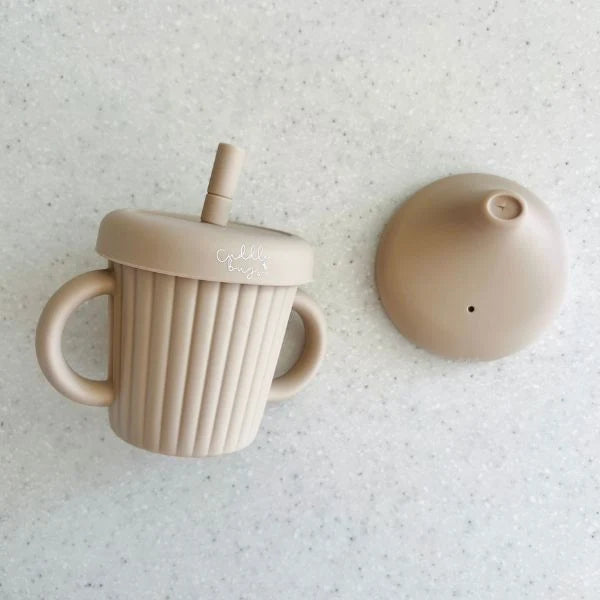 CUDDLEBUG & CO | STAINLESS STEEL SIPPY CUP | ALMOND
