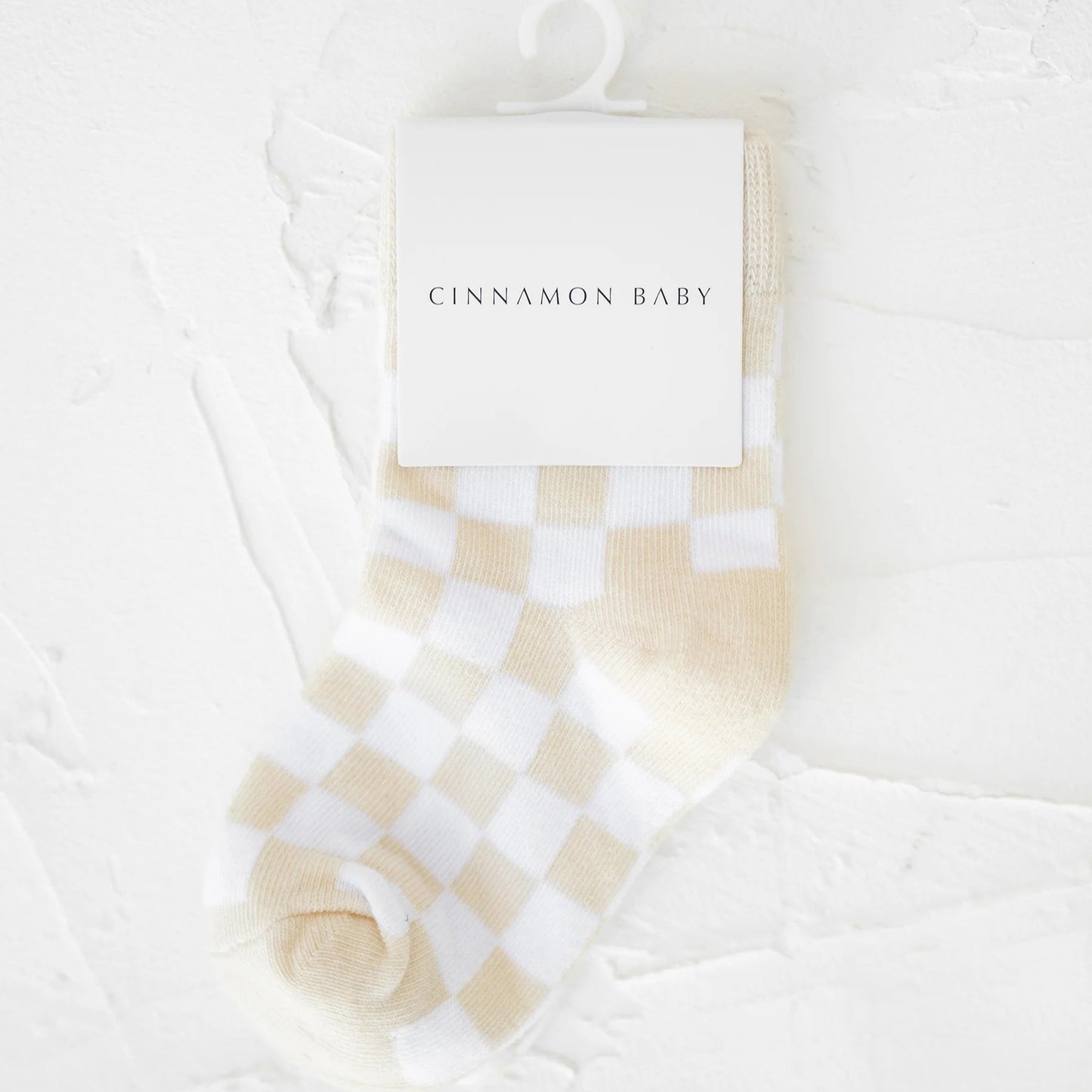 CINNAMON BABY SOCKS | BEIGE CHECKERED