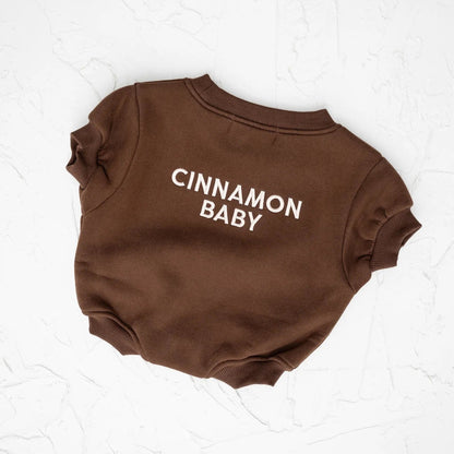 CINNAMON BABY LOGO ROMPER - CHOCOLATE