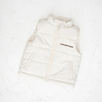 CINNAMON BABY PUFFER VEST - BEIGE