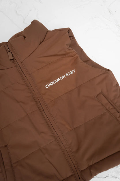CINNAMON BABY PUFFER VEST - CHOCOLATE