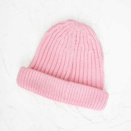 CINNAMON BABY CHUNKY KNIT BEANIE - PINK