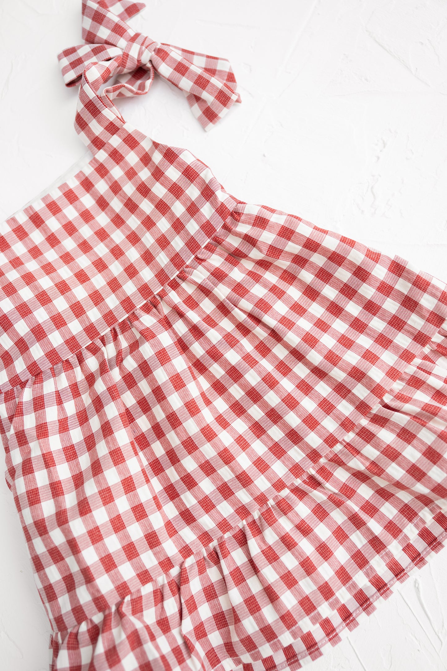 CINNAMON BABY GINGHAM DRESS | CRIMSON