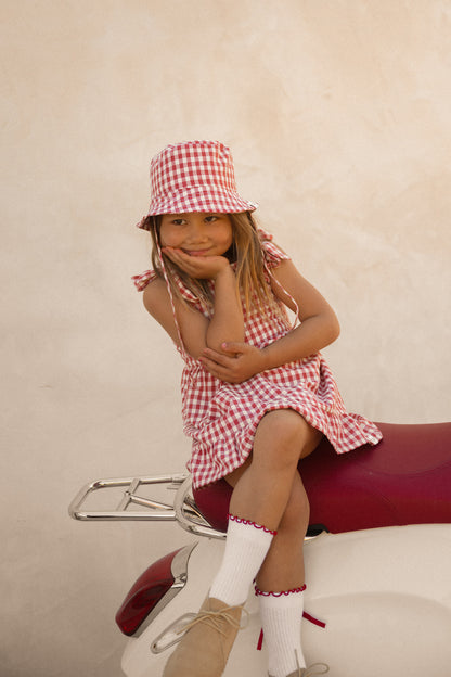 CINNAMON BABY GINGHAM DRESS | CRIMSON