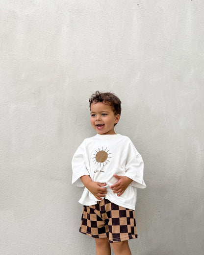 CINNAMON BABY SHORTS | CHOCOLATE CHECK