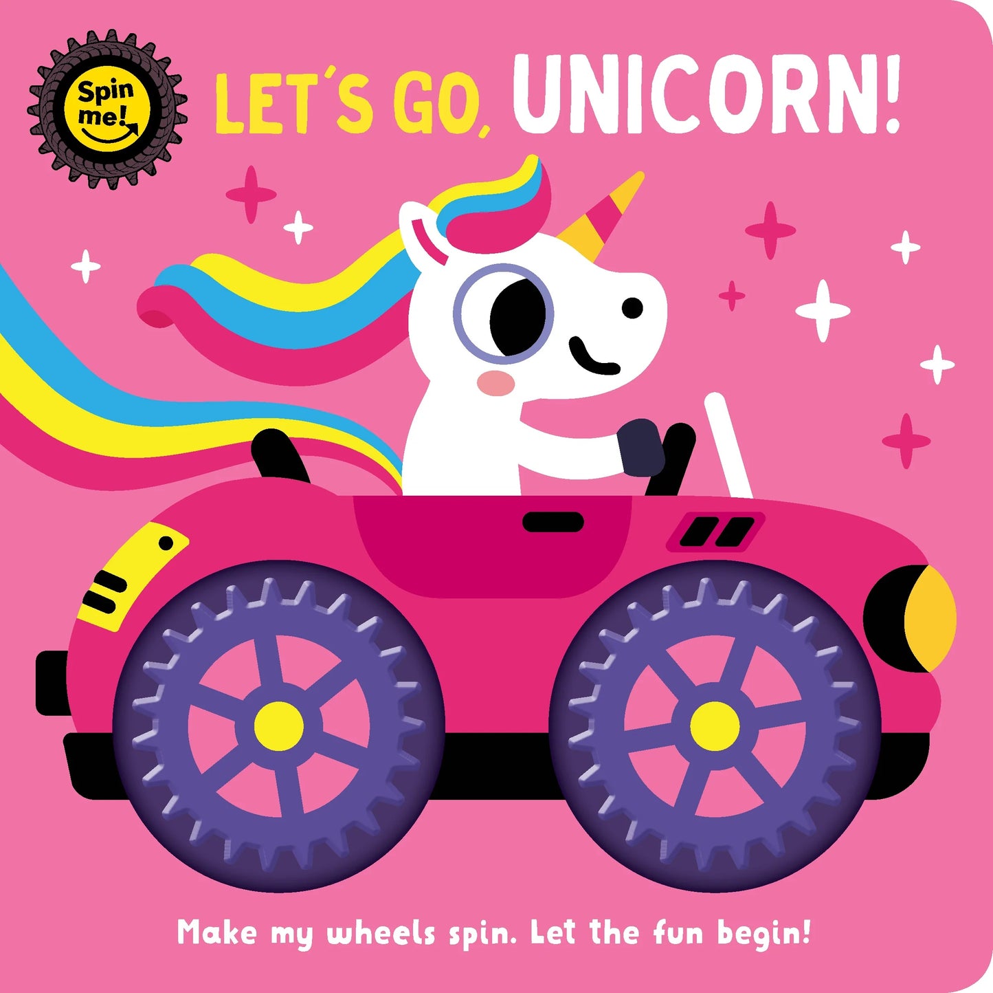 Kids Board Book - Let's Go Unicorn - Spin Me Wheels