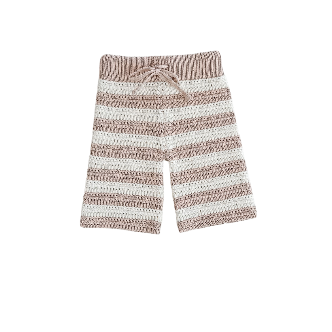 Striped pants with a drawstring on a white background