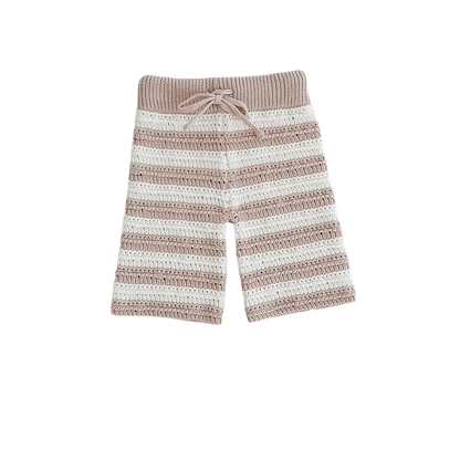 Striped pants with a drawstring on a white background