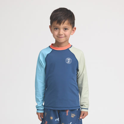 CRYWOLF LONG SLEEVE RASH VEST | OCEAN COLOUR BLOCK