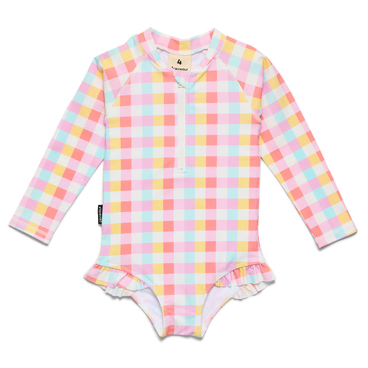 CRYWOLF LONG SLEEVE SWIMSUIT | POP GINGHAM