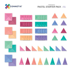 Connetix Tiles - 64 Piece Starter Pack - Pastel