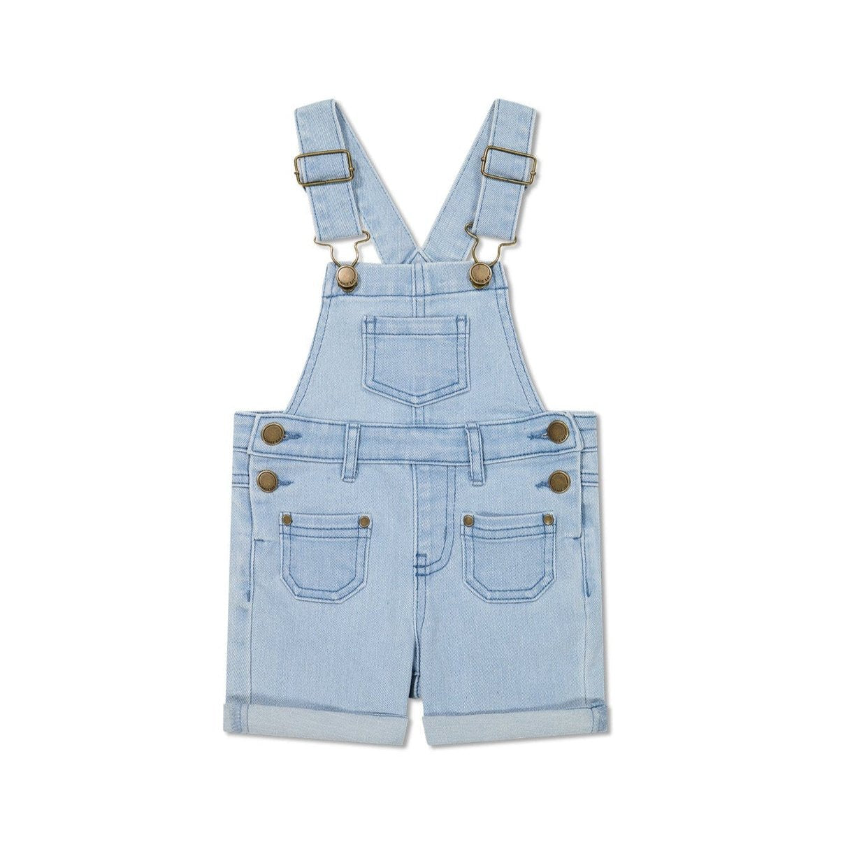 Jamie Kay Chase Twill Short Overall - Washed Denim