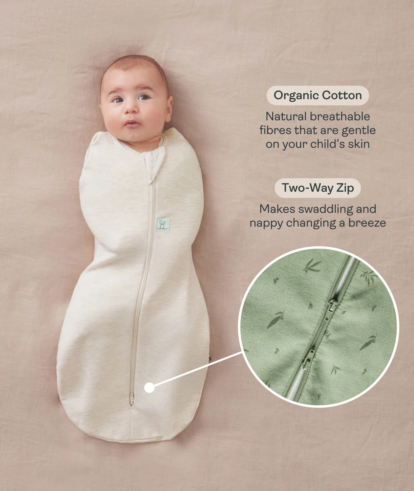 ERGO POUCH COCOON SWADDLE SLEEPING BAG 1.0TOG | OATMEAL MARLE