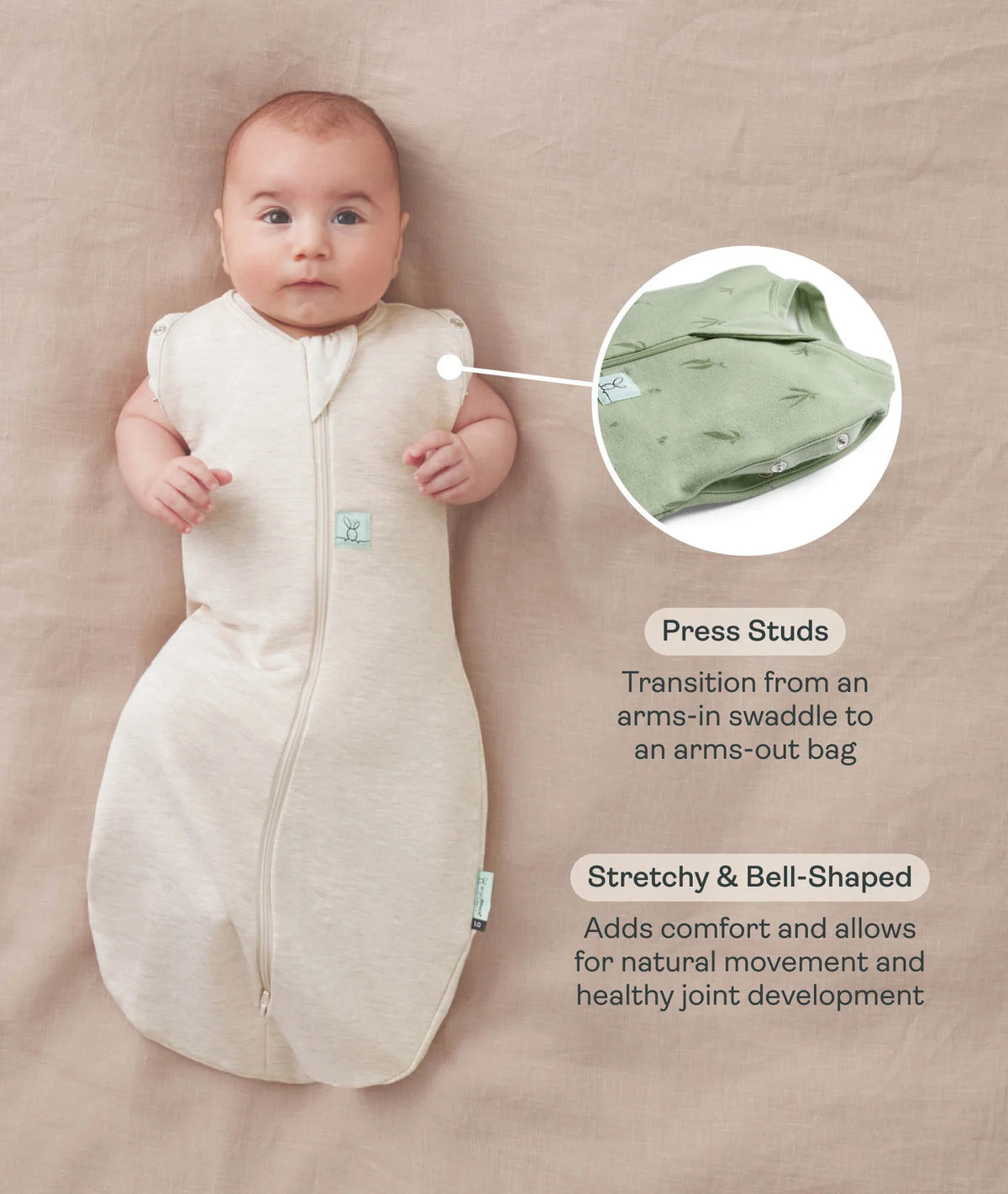 ERGO POUCH COCOON SWADDLE SLEEPING BAG 1.0TOG | OATMEAL MARLE