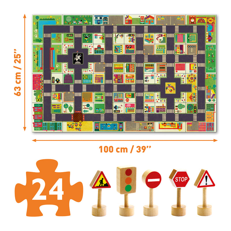 DJECO CITY ROAD 24 PCE GIANT POP TO PLAY PUZZLE