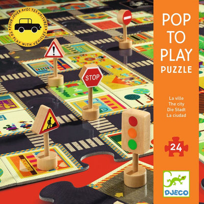 DJECO CITY ROAD 24 PCE GIANT POP TO PLAY PUZZLE