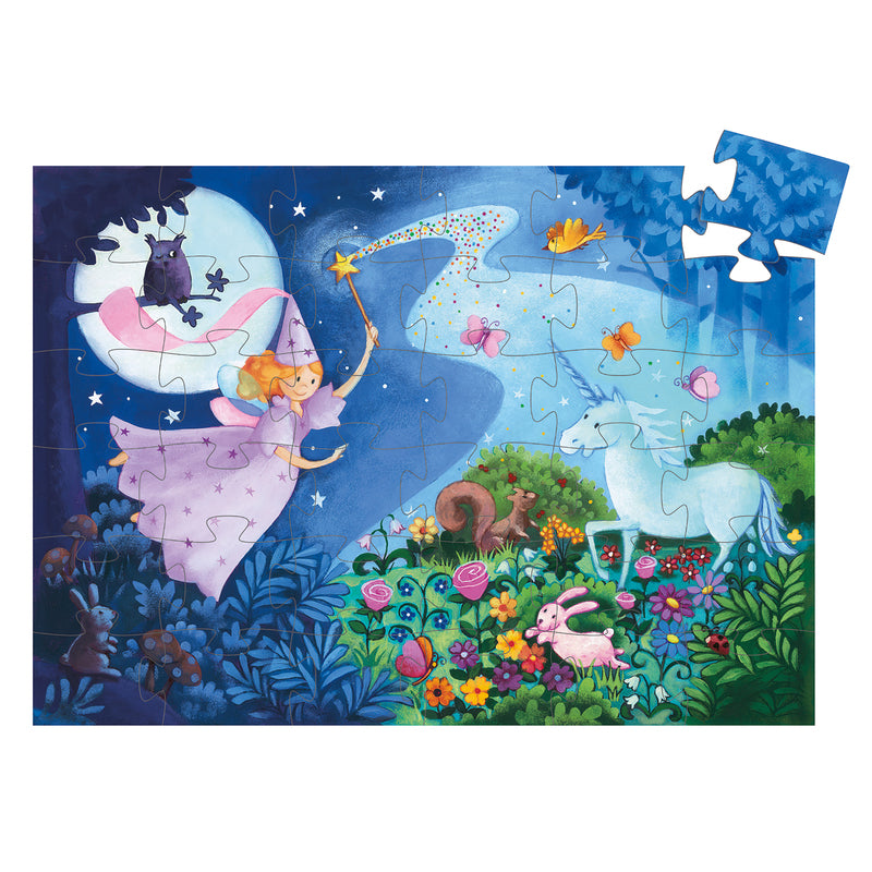 Djeco Classic Puzzle 36 Piece -Fairy and Unicorn