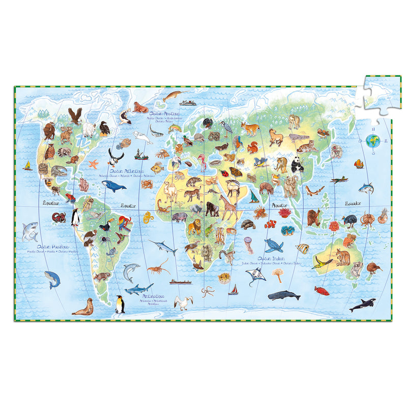 Djeco Observation 100 Pce Puzzle and Booklet - World Animals