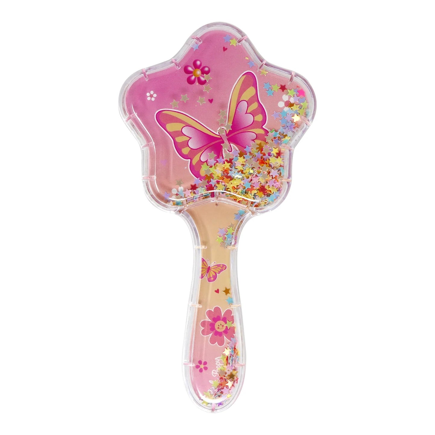 Pink Poppy Holographic Glitter Hairbrush
