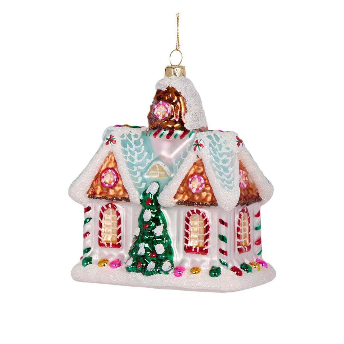 HOLLY AND IVY | HANGING DECORATION | RETRO PASTEL GINGERBREAD HOUSE
