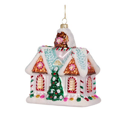 HOLLY AND IVY | HANGING DECORATION | RETRO PASTEL GINGERBREAD HOUSE