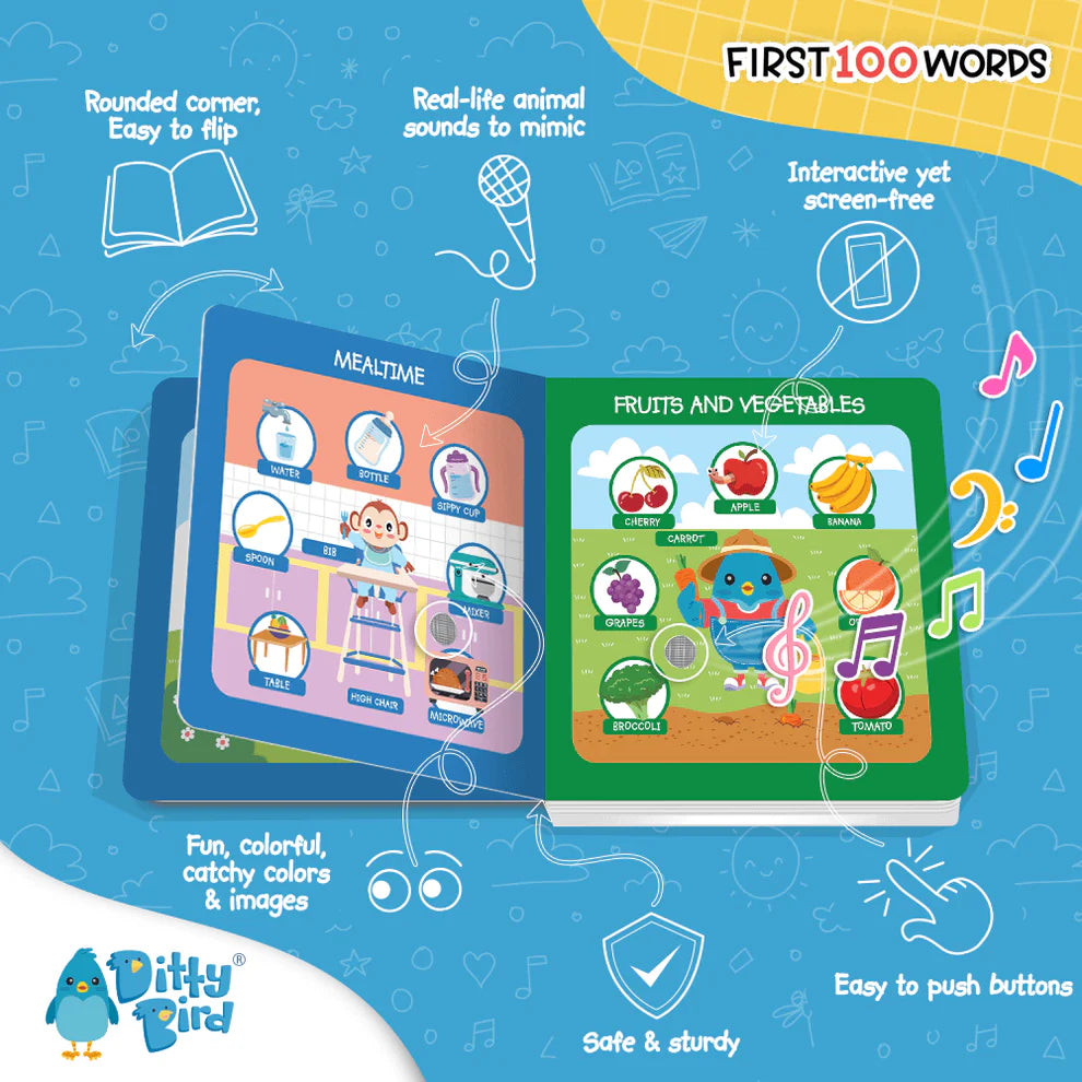 DITTY BIRD RECHARGEABLE BOOK | FIRST 100 WORDS