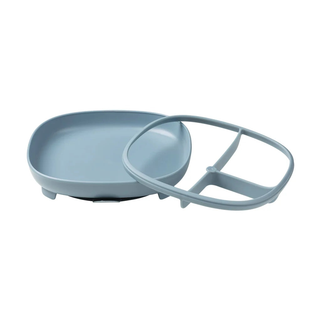 Gray plastic lid and container on a white background