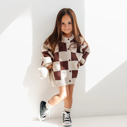 BLOSSOM AND PEAR  KNIT CARDIGAN | CHECKERED