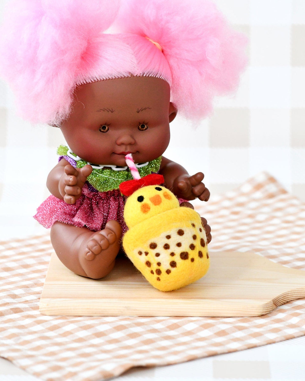 TARA TREASURES FELT CHICK BOBA BUBBLE TEA DRINK - Angus & Dudley Collections