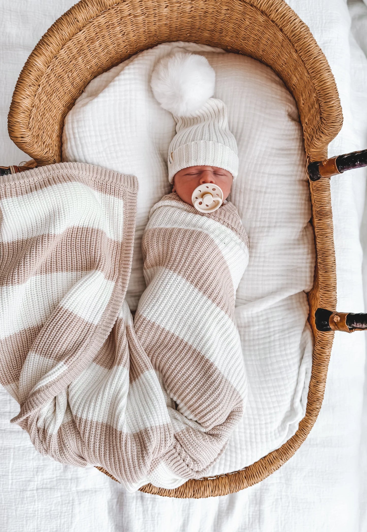 INDIGO DREAMS | CHUNKY STRIPE KNIT BLANKET | OAT