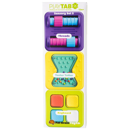 Play Tab sensory set packaging with colorful components on a white background