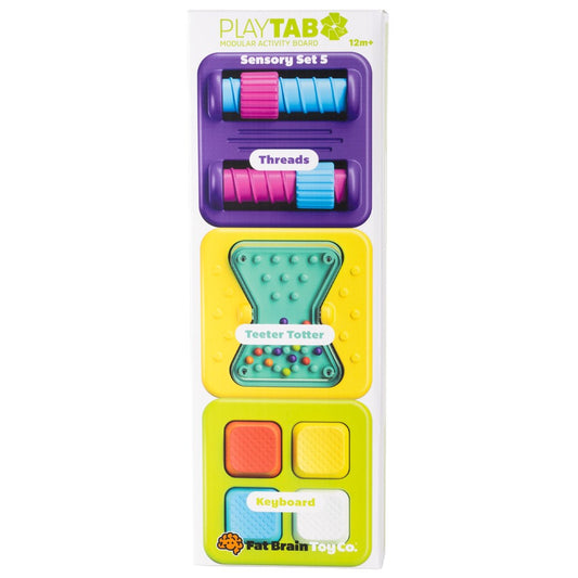 Play Tab sensory set packaging with colorful components on a white background