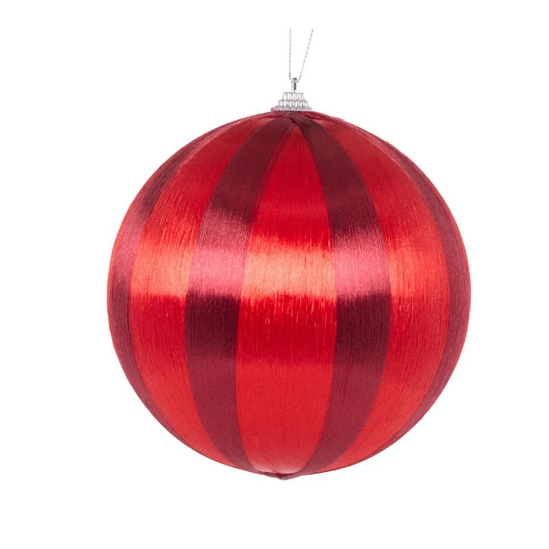 HOLLY AND IVY | HANGING DECORATION | RUBY STRIPED SILK BAUBLE