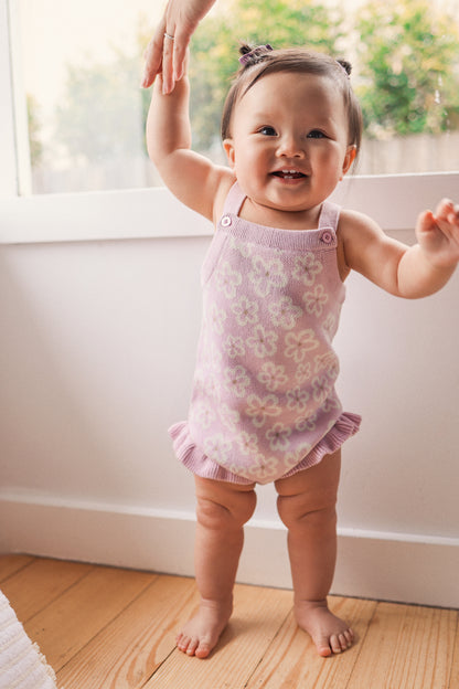 KYNDBABY JACQUARD KNIT FRILL ROMPER | FRANGIPANI