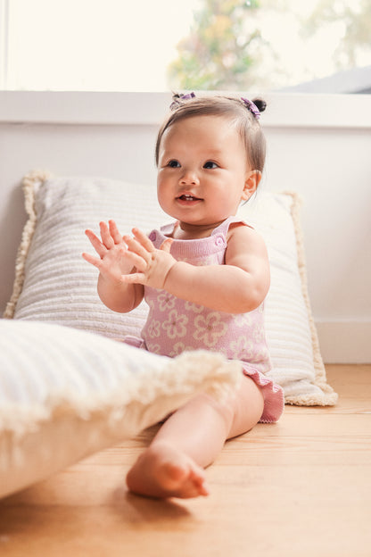 KYNDBABY JACQUARD KNIT FRILL ROMPER | FRANGIPANI