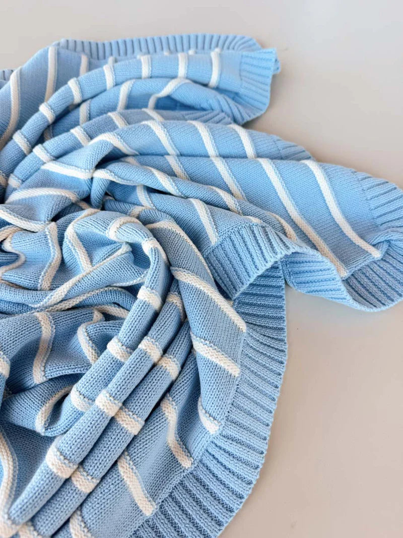 FRECKLES THE LABEL RAISED STRIPE KNIT BLANKET | ARTIC
