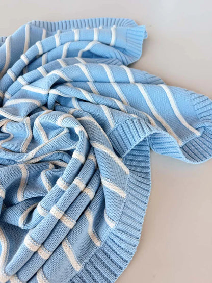FRECKLES THE LABEL RAISED STRIPE KNIT BLANKET | ARTIC