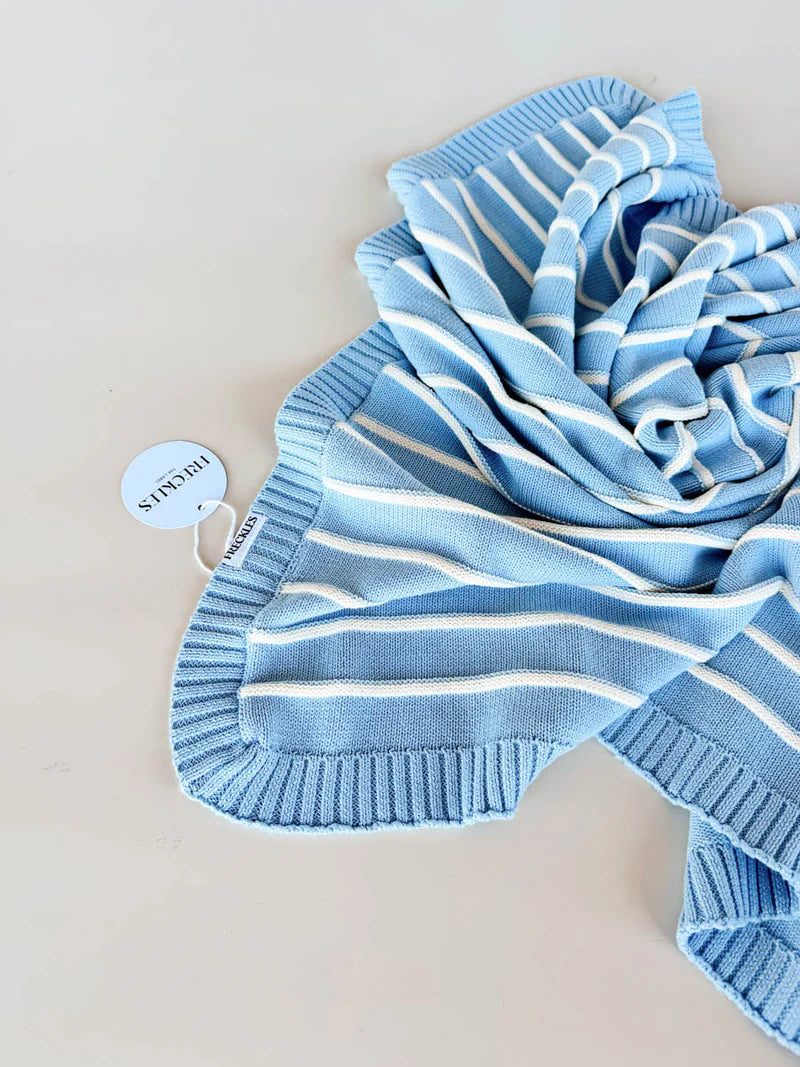 FRECKLES THE LABEL RAISED STRIPE KNIT BLANKET | ARTIC