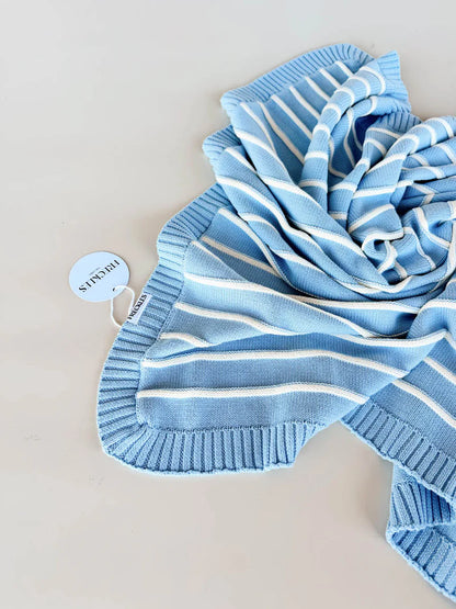 FRECKLES THE LABEL RAISED STRIPE KNIT BLANKET | ARTIC