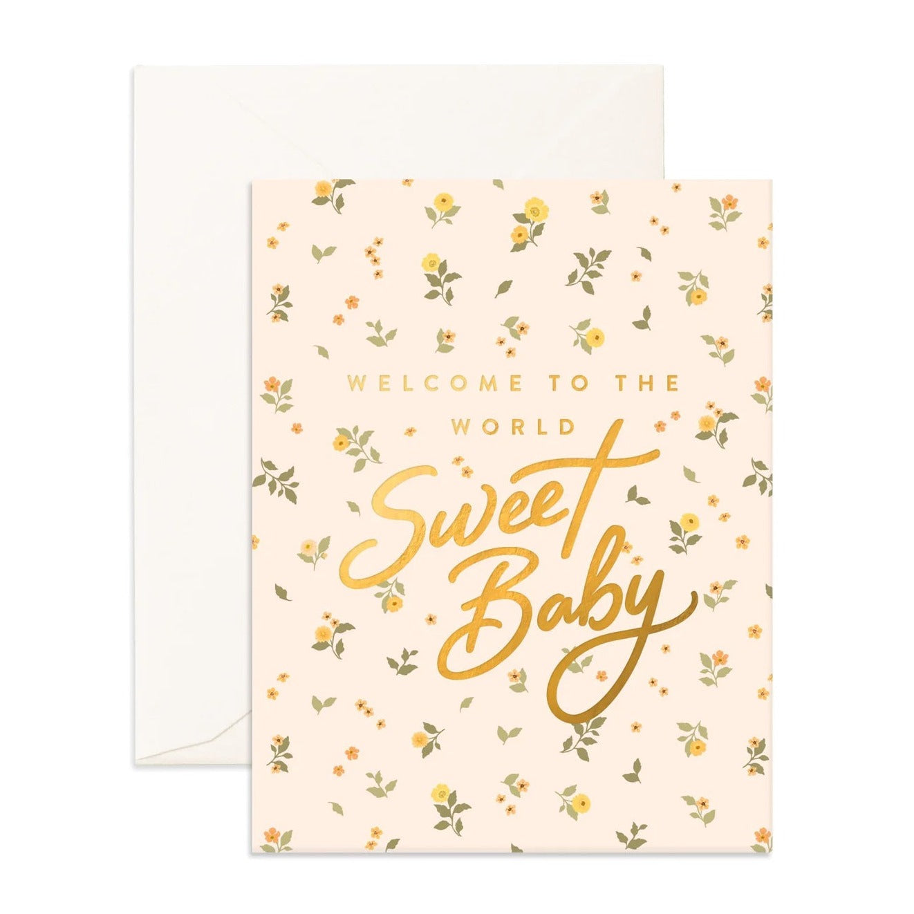 Fox and Fallow Card - Welcome Sweet Baby Broderie