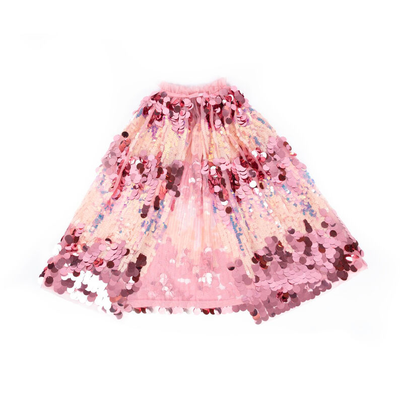 Pink sequin skirt on a white background